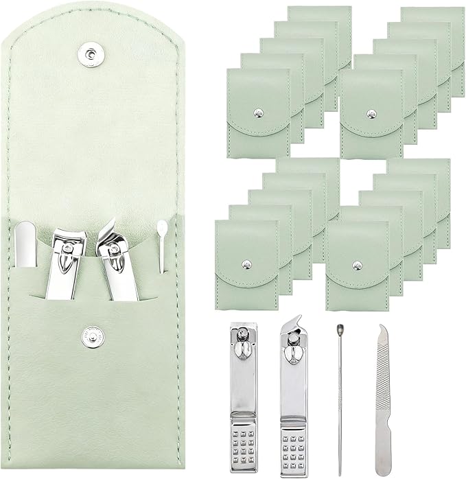 20-Piece Complete Nail Care Kit, Professional Manicure Set with Stainless Steel Tools for Home Use, Travel & Gifts | Portable Nail Clipper Kit in Gleen Case(Gleen)