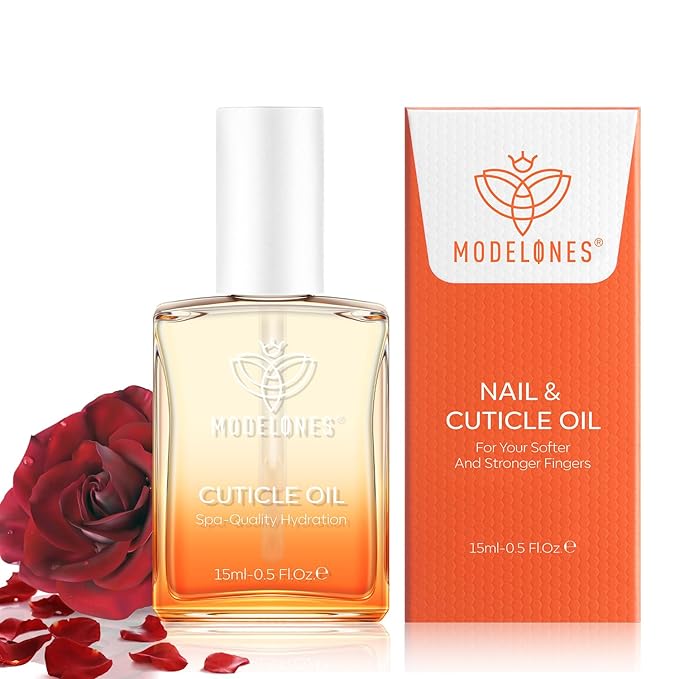 modelones Nail Strengthener Cuticle Oil for Nails Rose Nail Oil for Growth and Strength Nail Growth Oil Cuticle Care Quick Dry Nail Care Moisturize and Strengthen Damaged Nails 15ml 0.5Fl Oz