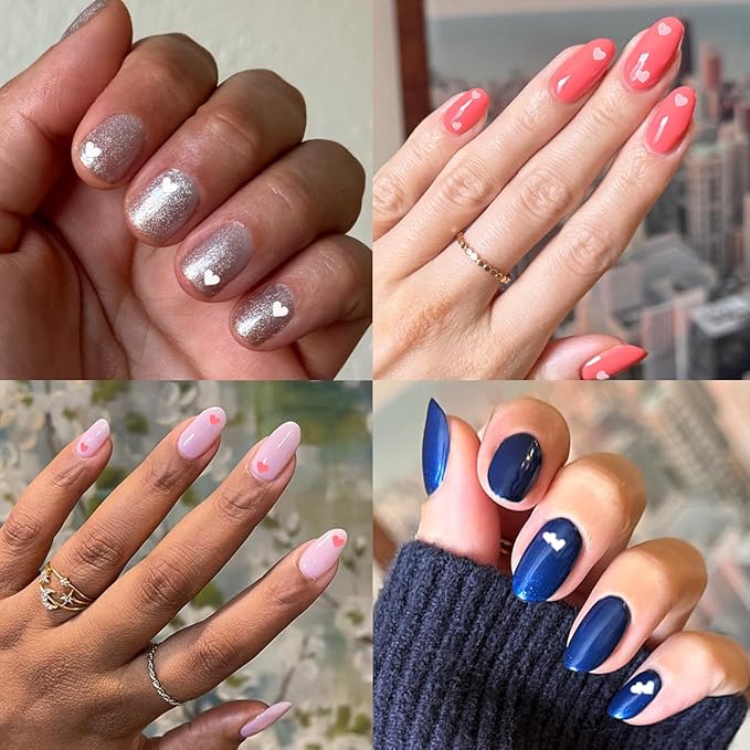 Olive & June Nail Art Stickers | Easy-to-Use Nail Designs | Nail Art Made Easy | Hand-Screened, No-Fade Ink | Accent, Mix & Match, or Cover Chipped Polish | Heart to Heart