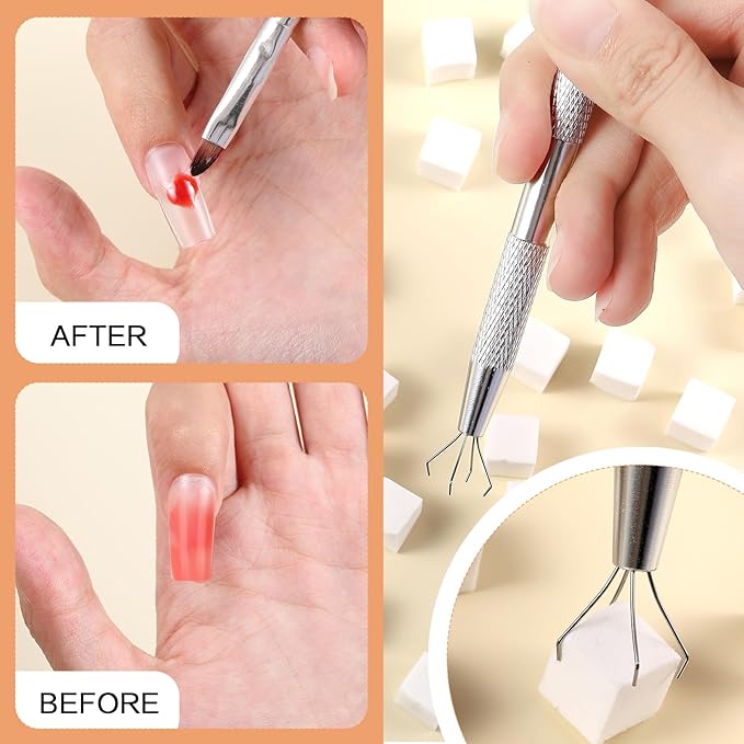 Mimorou 200 Pcs Ombre Nail Sponges Mini Nail Art Sponges with 2 Grabbing Pen Ombre Brush Professional Tools Accessories Supplies Home DIY Art Salon