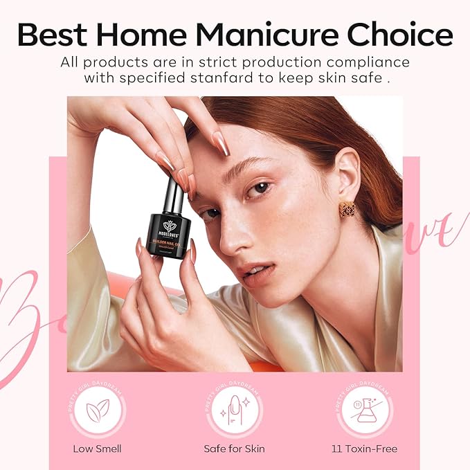 modelones Builder Nail Gel, 2 Pcs Cover Nude and Rose Pink Gel Builder for Thickening Apex Building 8-in-One Rubber Color Base Polish Strengthener Extension LED Lamp Cured 10 ml DIY Home Salon
