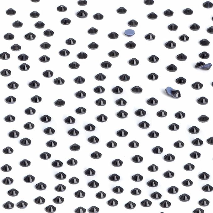 NCB 144pcs Hotfix Rhinestones, Flatback Crystal Rhinestones for Crafts Clothes DIY Decoration (Black, SS50 10mm)