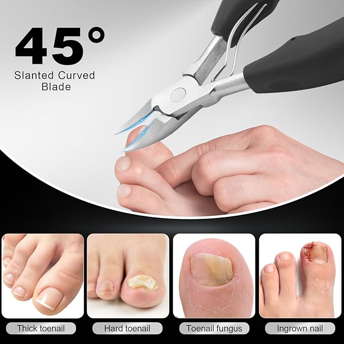 Toenail Clippers for Seniors Thick Toenails, Heavy Duty Toe Nail Clippers Adult Thick Nails Long Handle, 360° Rotating Nail Clipper, Large Toenail Clippers for Thick Nails 7Pcs