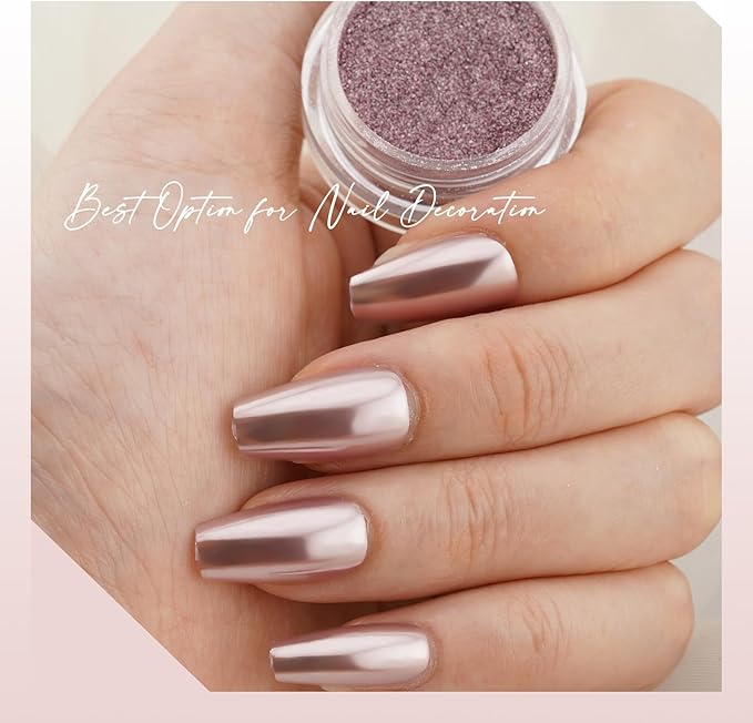 Nail Chrome Powder Metallic Mirror Pigment Rubbing Dust Glitter for Manicure Nail Art Decoration Bronze Rose Gold 6 Colors Kit 0.5g/Jar (TR 6Pcs Set-02)