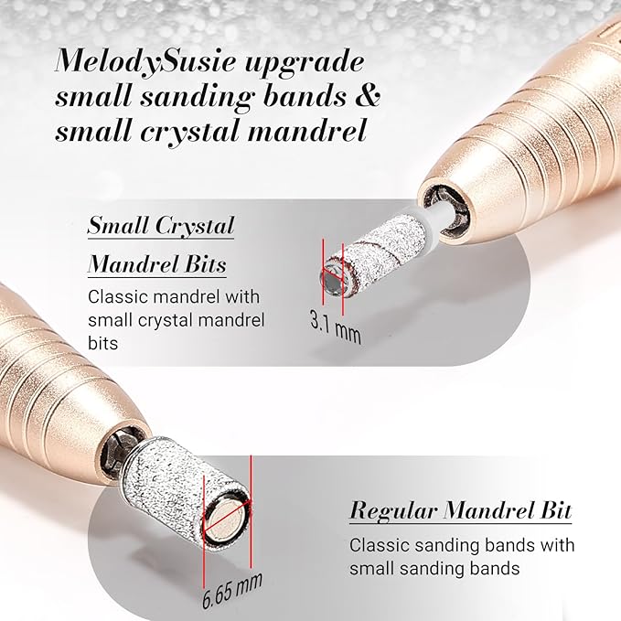 MelodySusie 50 Pcs Nail Drill Bits Small Sanding Bands with 3.1mm Mandrel Bit, 240 Extreme Fine Grit Nail File for Acrylic Nails Gel Manicures and Pedicure, Zebra