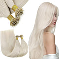 RUNATURE 24 Inch Nano Bead Hair Extensions Human Hair, Remy Soft Straight Hair for Women Real Hair, Blonde Nano Hair Extensions, Pre Bonded Cold Fusion, Can Be Curled #800