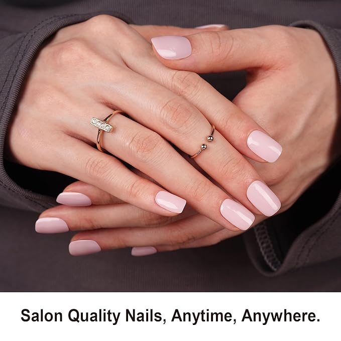 DANNI & TONI Semi Cured Gel Nail Strips Light Pink Gel Nail Wraps Gift for Woman |Misty Pearl