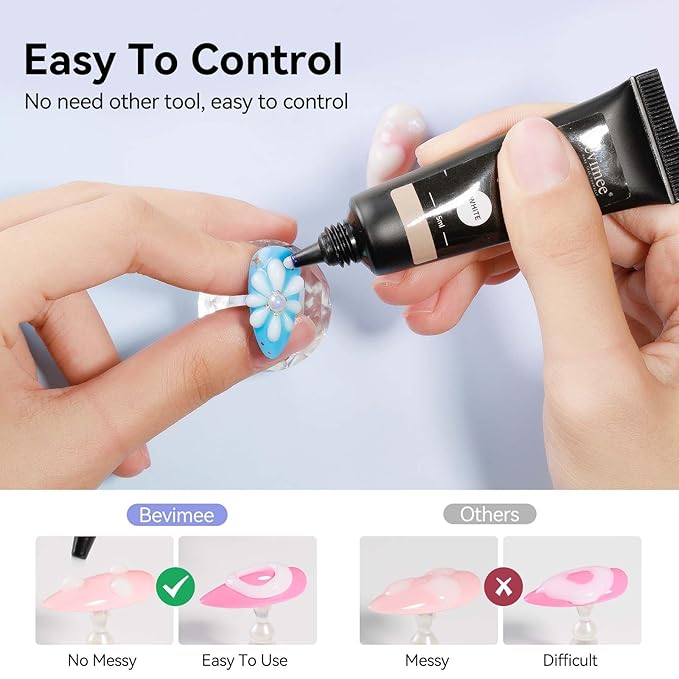 3D Nail Gel, White Sculpting Gel for Nail Art No Wipe Molding Gel Carvine Gel For Nails, Drawing Gel Liner for Nail Design Embossing Nail Tube Decoration DIY Manicure Home