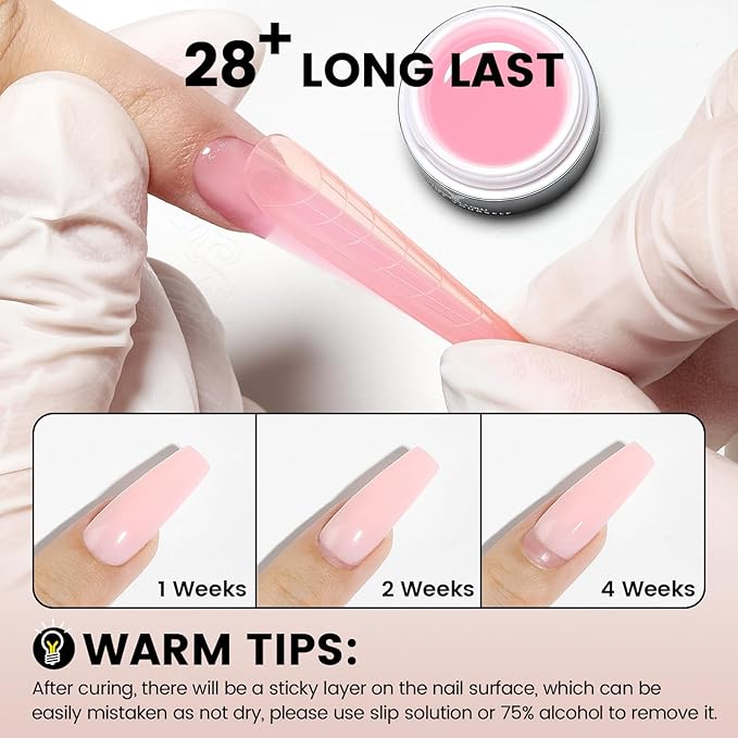 50g Builder Gel for Nails, Long-Lasting Soak-Off Nail Extension Gel for Beginners & DIY Home Salon Manicure(YMH05-Light Apricot Nude)