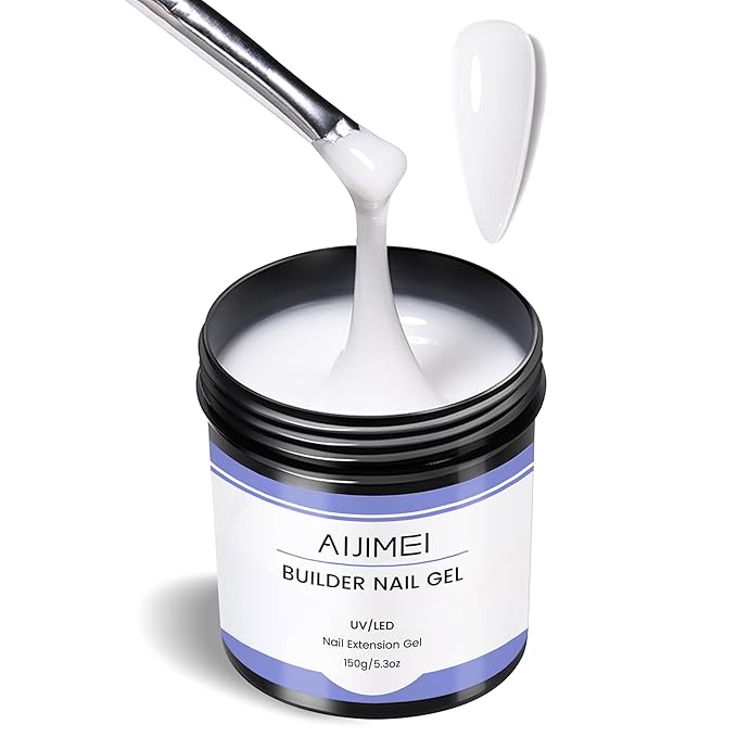 AIJIMEI 150g Hard Gel for Nails Color White Builder Gel for Nails Extension Nail Art Nail Carving Hard Nail Strengthening and Care Color and Decoration Application (White-150g)