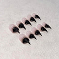 10 Pcs Stiletto Press on Nails Curved Medium Cat Claw Nails Press Ons Unique 3D Black French Tip Cat Claw Handmade Fake Nails Thick Gradient Designs Stick on Nail Glossy Acrylic Nail (S)