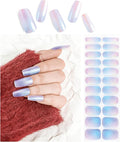 Semi Cured Gel Nail Strips Glazed Donut Blue Gel Nail Stickers with UV/LED Required Long Lasting Gel Nail Stickers Includes 22 Strips 2 Prep Pads, Nail File & Wooden Stick
