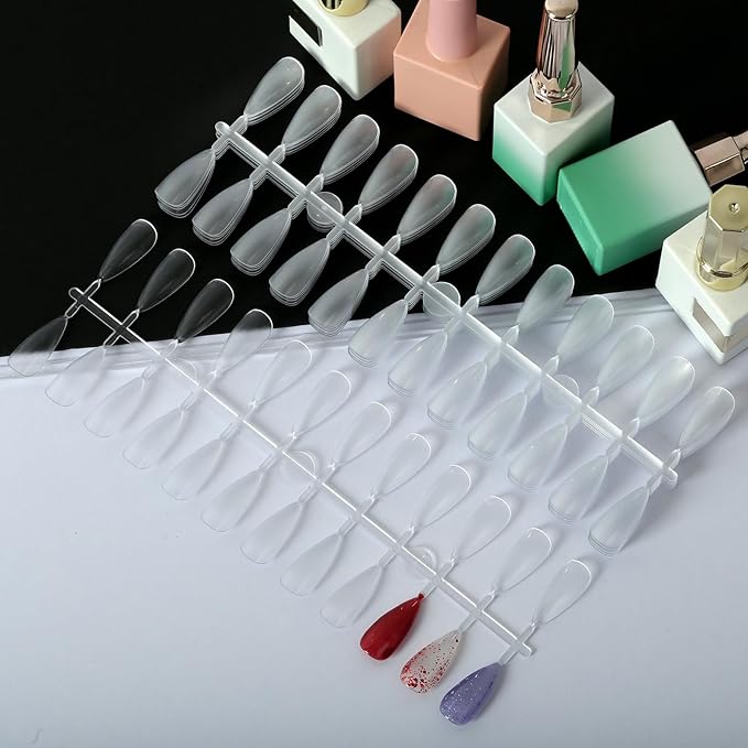 480PCS Nail Color Display Tips,Almond Shaped Premium Acrylic False Nail Tips for Gel & Regular Polish, Durable, Easy to Color – Perfect for Nail Practice & Professional Use(Clear)