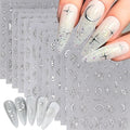12 Sheets Silver Nail Art Stickers Star Nail Stickers Heart Nail Decals Self Adhesive Evil Eye Nail Art Supplies for Women Girls DIY Manicure Nail Art Decorations