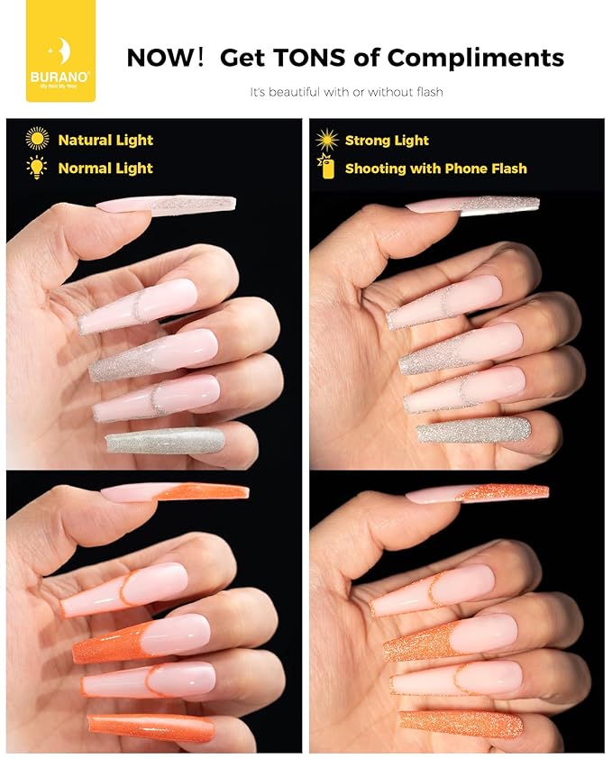 BURANO Gel Nail Polish Liner Nail Art Polish, Silver Gold Painted Gel Nail Design Polish 2 Bottle 8ml, Build in Thin Nail Brush Curing Required LX13 LX24