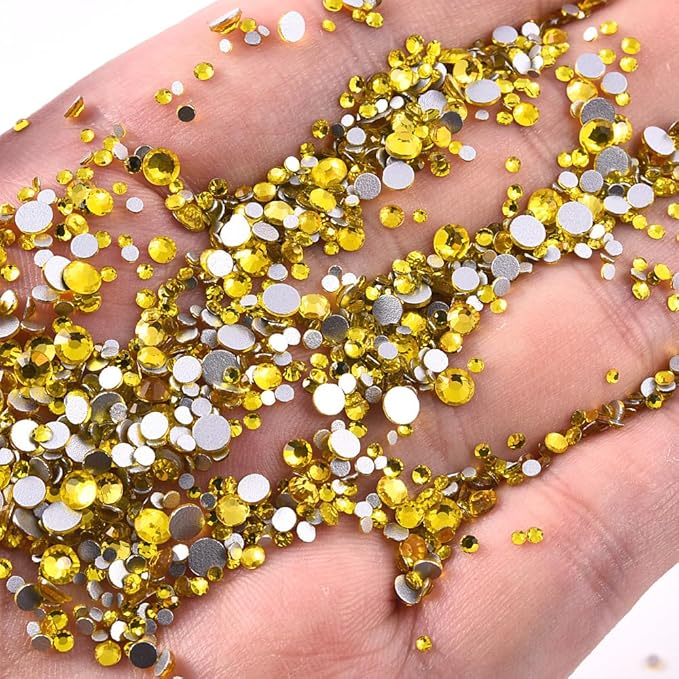 Blinginbox 288 Pieces SS30/6.4-6.6mm Flat Back Crystal Rhinestones Round Gems for Nail Art,Citrine