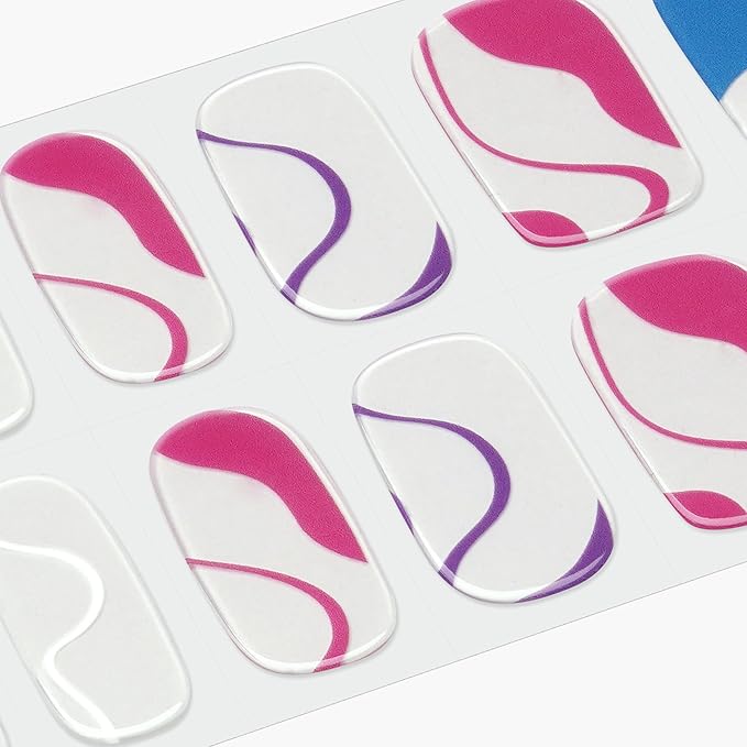 DANNI & TONI Semi Cured Gel Nail Strips Pink Blue (Aqua Colourful) Accent Gel Nail Wraps 28 Stickers