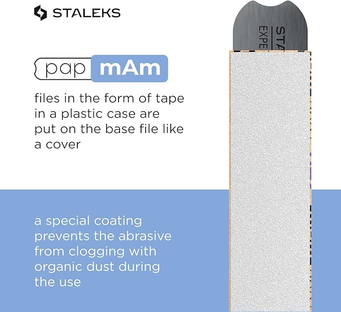 Staleks Pro Disposable White Nail Files papmAm Expert 22 – 240 Grit – 50 Pcs – Glueless Replaceable Abrasives – Professional Nail Polishing – Manicure & Pedicure