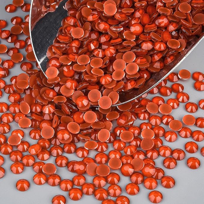Blinginbox Flatback Rhinestones Round Gems, 1440pcs Luminous Series Glass Stones Neon Gems Non Hotfix Crystal Rhinestones for Nail Charms Crafts Clothes Tumblers,Mac. Tangerine Luminous,SS20.