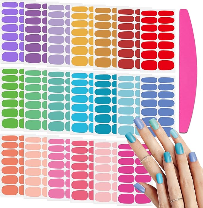 SILPECWEE 20 Sheets Easter Nail Wraps for Women Candy Color Nail Polish Strips Self Adhesive Nail Polish Stickers Gel Nail Strips Fingernails Manicure Sticker Accessories with 1pc File