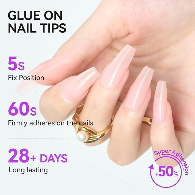 Gelike EC Pro Nail Glue & Strengthener: Nude 6-in-1 Nail Adhesive for Repair - Strengthening & Protein Repair - Perfect for Home & Salon Use 11547 - UV Needed