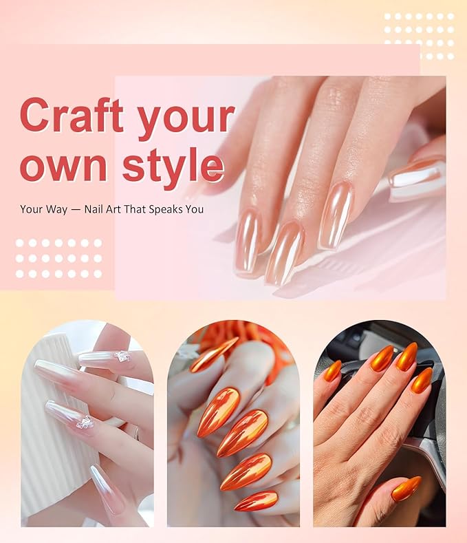 3D Nail Gel Art BISHENGYF - 15g 3D Gel Sculpting Gel with White Orange Chrome Nail Powder for Nail Art Non-Sticky Hand 3D Sculpting for Chrome Powder for Art Home DIY