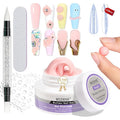 MIZHSE Solid Nail Builder Gel, 2.1 oz 60g Nude Builder Gels for Nails Non-Sticky Solid Builder Gel for Extensions Hard Gels with 24pcs Dual Forms and Silicone Pen Nails Art Manicure Set
