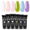 ROSALIND Poly Nail Gel, 6 Colors 0.34 oz/10 ml Poly Extension Gel Pink Blue Green Nail Enhancement Strong Builder Hard Gels for French Manicure Home Salon Design, Need U V/LED Lamp