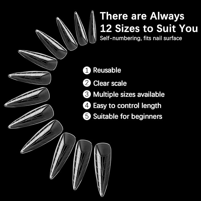 120 Pcs Poly Extension Gel Dual Nail Forms With Scale Builder Coffin Nail for Gel Manicure Art Design Salon DIY at Home (Long Water Drop Dual Forms Set)