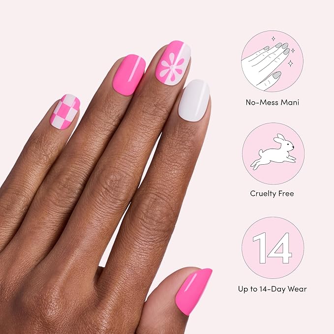 Dashing Diva Glaze Nail Strip Set - London2K - Long Lasting, Chip Resistant, Semi-Cured Gel Nail Strips - Summer Gel Set - 4-Piece Manicure Kit with 32 Strips