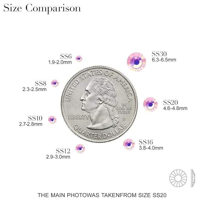 Novani 576 Pieces Flatback Rhinestones Glass Round Gems F-Pink Crystals for Nail Art DIY Crafts Clothes Shoes,SS30,6.4-6.6mm