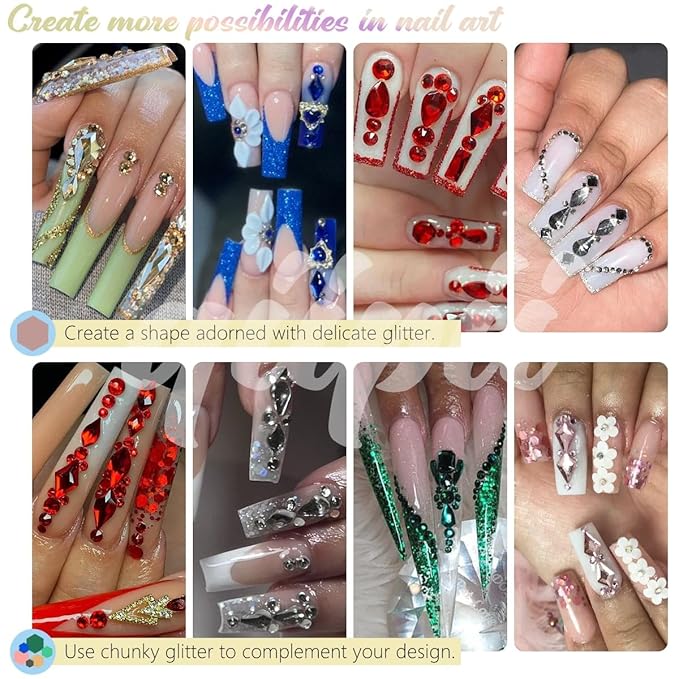 4 Boxes Siam Red Nail Rhinestones and Glitters, 24 Shapes K9 Glass Ruby Red Gems Flatback Round Stones Diamonds Crystals Nail Art Charms Supplies for Acrylic Nails Face Eyes Makeup DIY Crafts Clothes