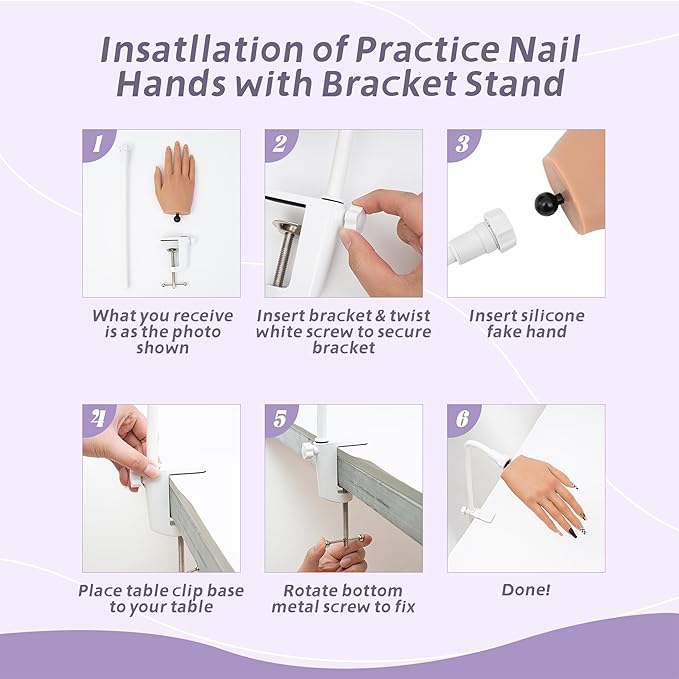 Nail Silicone Practice Hand For Acrylic Nails Training Fake Hand Nail Art Practice Tools Hand Tattooed Nail Jewelry Showcase Supplies Manicure Beginners suits