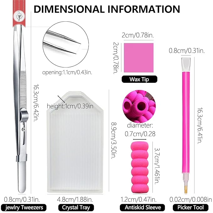 Rhinestone Picker Tool, 4Pcs Dual-head Dotting Tools with 20pcs Clay, Precision Jewelry Tweezers and Diamond Tray, Nail Art Pen for Pick Up Stone, Crystals, Gems, Charms, Diamond Painting
