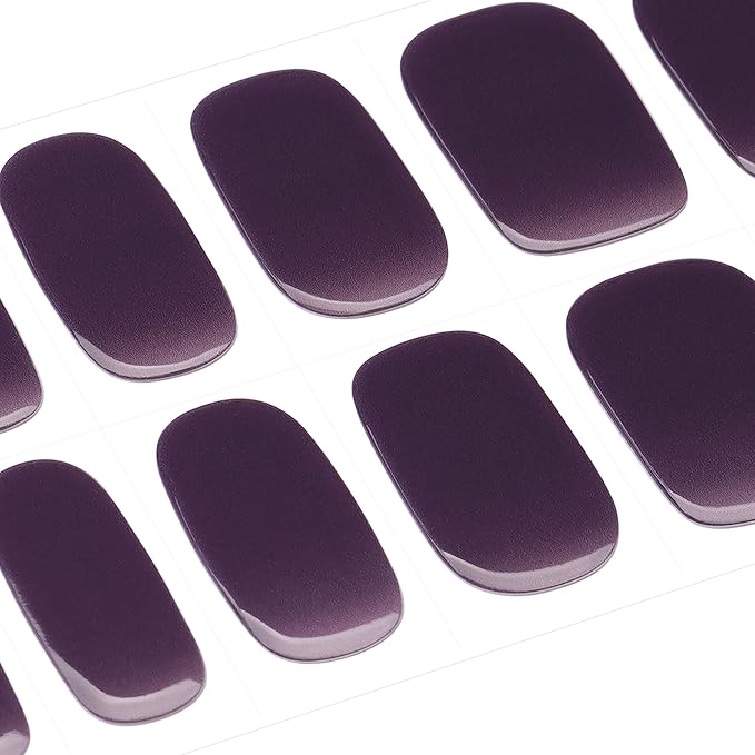 DANNI & TONI Semi Cured Gel Nail Strips Mulberry Purple Deep Violet Gel Nail Wraps Gift for Woman |Mist Mauve