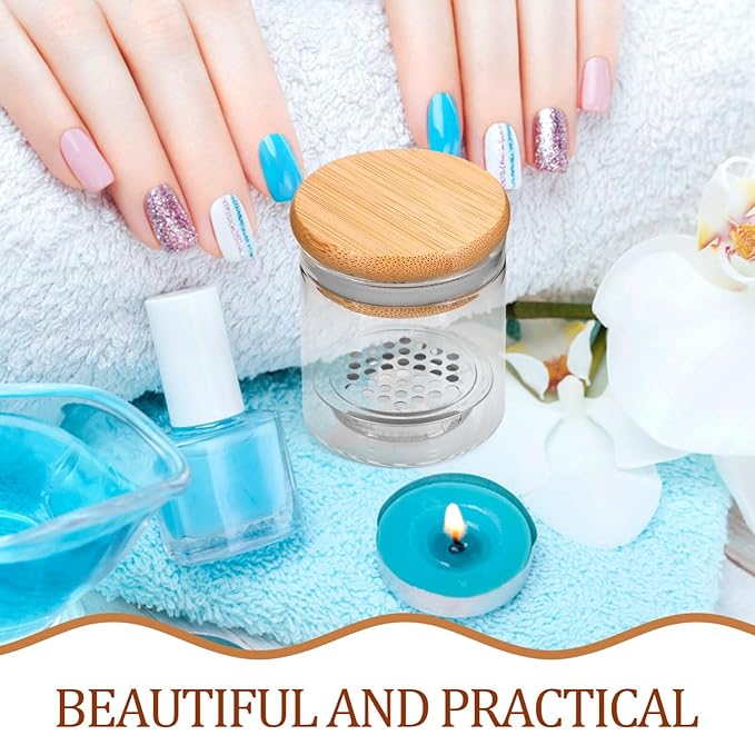 VILLCASE Nail Brushes Washing Cup, Dappen Dish with Lid, Large Capacity, Glass Nail Art Dish Manicure Bowl for Sequins Glitter Powde