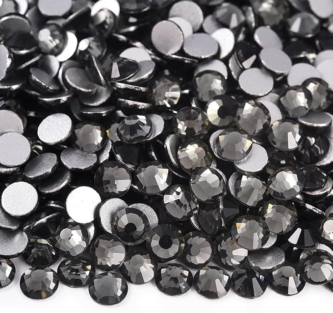 Blinginbox Flatback Rhinestones Bulk,14400pcs Crystal Round Loose Gemstones Glass Rhinestones for Crafts Makeup Nail Art Clothes Shoes DIY Decorations(SS16,3.8-4.0mm,Black Diamond)