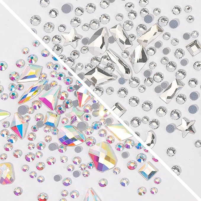 3D Nail Art Charms Silver Grey Nail Micro Caviar Beads Rhinestones for Acrylic Nails Mix Size Multishape AB Nail Rhinestones Nail Crystal Studs Flatback Pearl Kit for Nail DIY Craft Decoration