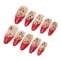 Sun&Beam Nails Handmade Press-on Medium Long Amlond Red Nude Beige French Cherry Sweet Design Fashion False Nail Tips 10 Pcs Set (#217 M)