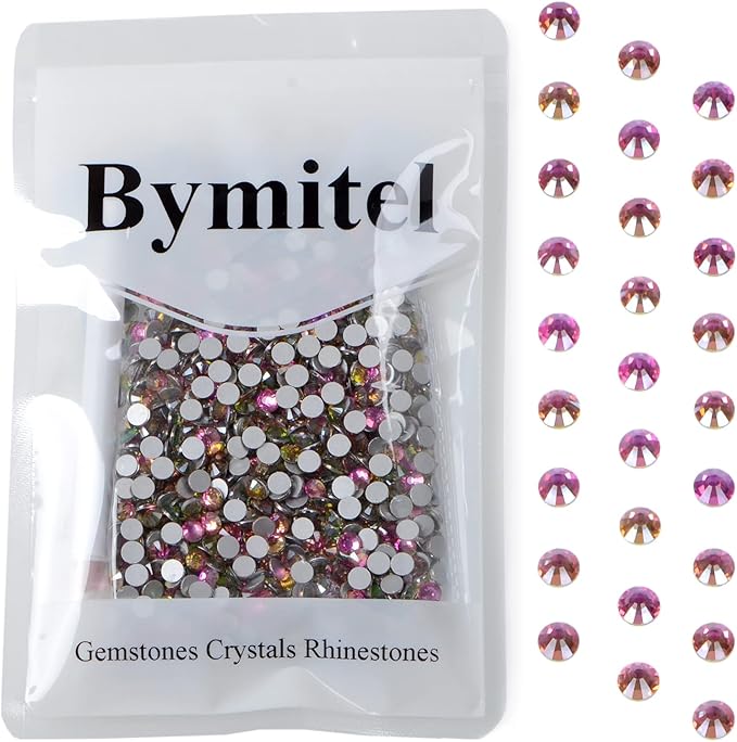 2880PCS Art Nail Rhinestones Non Hotfix Glue Fix Round Crystals Glass Flatback for DIY Jewelry Making with one Picking Pen (ss5 2880pcs, Golden Rose)