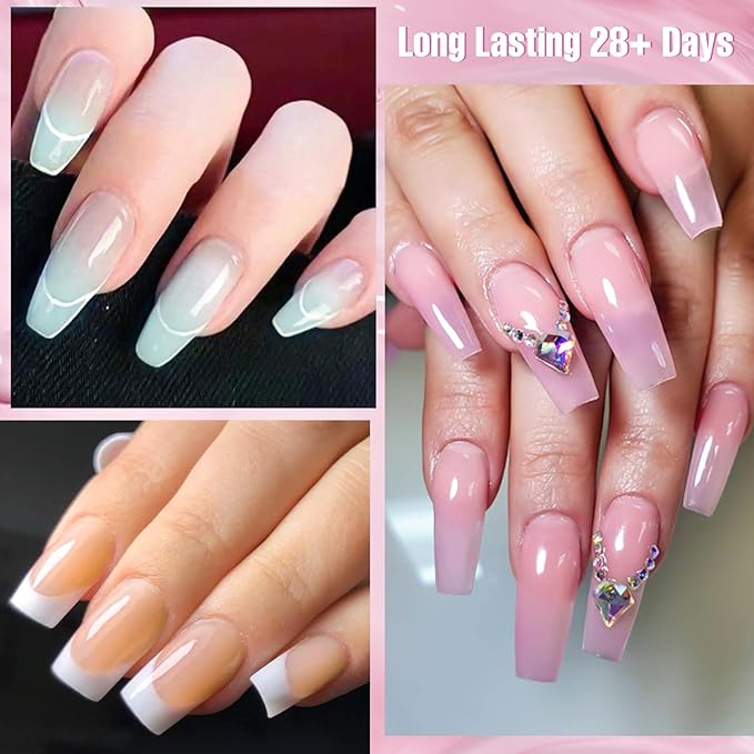 MTSSII Sheer Crytal Gel Nail Polish Set Jelly Gel Polish Kit 6 Colors Translucent Pink Blue Orange UV Nail Polish Glass Gel Polish Neutral Soak off Manicure Kit