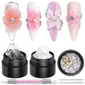 3D Sculpting Gel for Nail Art, Clear & White Solid Builder Kit, Non-Sticky Hard Gel for Hand Molding with Silicone Carving Pen and Nail Decorations, DIY Manicure Salon Supplies