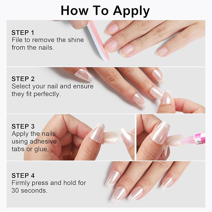 16 Sizes Coffin Press on Nails Reusable 32pcs Glossy Gel Fake Nails with Glue and Jelly Stickers (Dusty Rose)