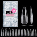 UNA GELLA Long Stiletto Nail Tips 504PCS, Full Cover Pre-Etched Long Stiletto Clear Fake Nails Tips, Sturdy Acrylic Press on Nails, No C Curve Soft Gel Tip for Nail Extension DIY Nail kit 12 Sizes