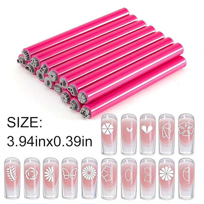 15Pcs Nail Art Stamping Pen For Nails Set - Butterfly Flower Different Patterns Nail Transfer Pen Nail Stamping Design Kit Painting Pens For Nails Manicure Design Tools DIY Nails Supplies