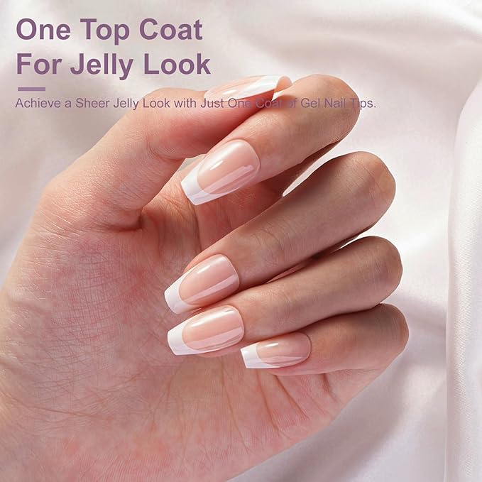 Gel French Tip Nails Short Coffin French Tip Press on Nails SXVME White French Nail Tips 300Pcs Pre-applied Tip Primer Natural Nude Pink Fake Nails Extensions Gel Nail Kit for Women Girls DIY