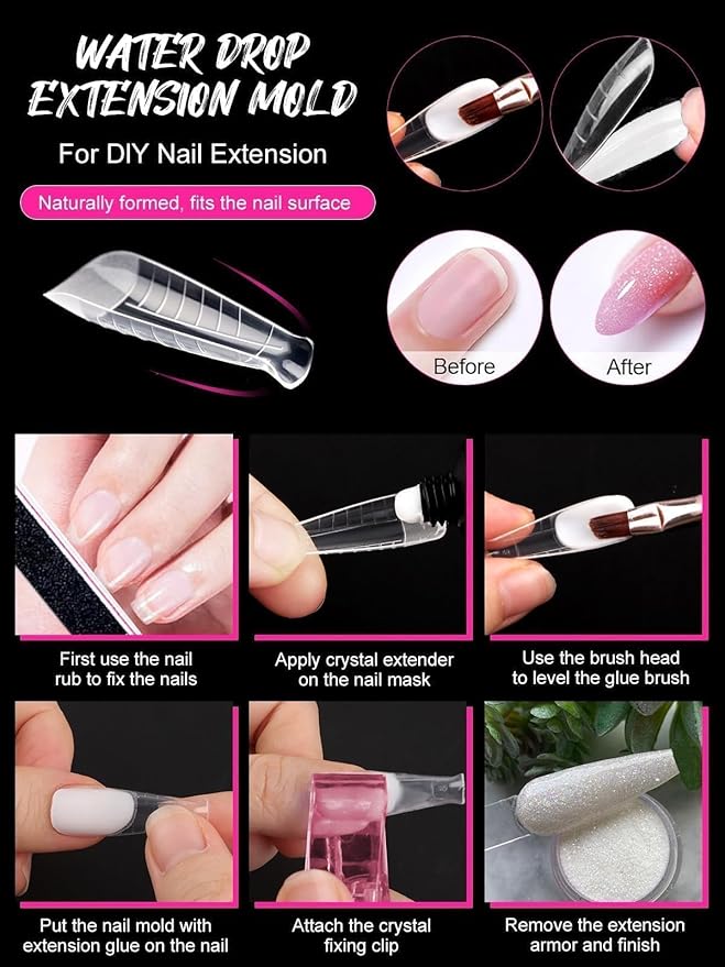 TOROKOM 120Pcs Poly Extension Gel Dual Nail Forms T-Shapes Clear Nail Forms Full Cover Coffin Nail Molds 12 Sizes for Gel Manicure Nail Art Design Salon&DIY