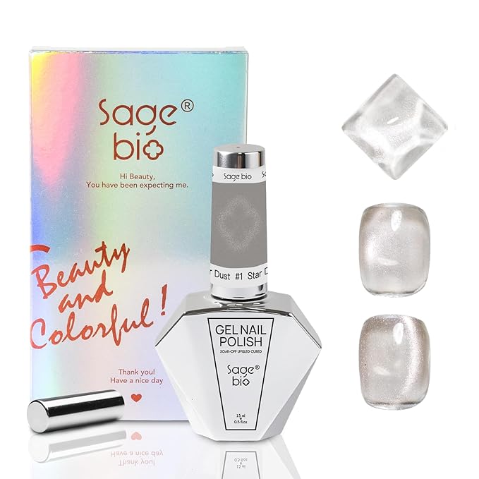 Cat Eye Gel Nail Polish 15ml Star Dust, Magnetic Gel with Shimmer Glass Bead Effect, UV LED Soak Off Nail Gel, Easy DIY Home Nail Art