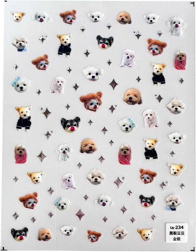 3Pcs Cute Dog Nail Stickers, Dog Nail Decals, Cute Nail Art Stickers, Animal Nail Stickers, Manicure Stickers, DIY Nail Stickers, Nail Supplies
