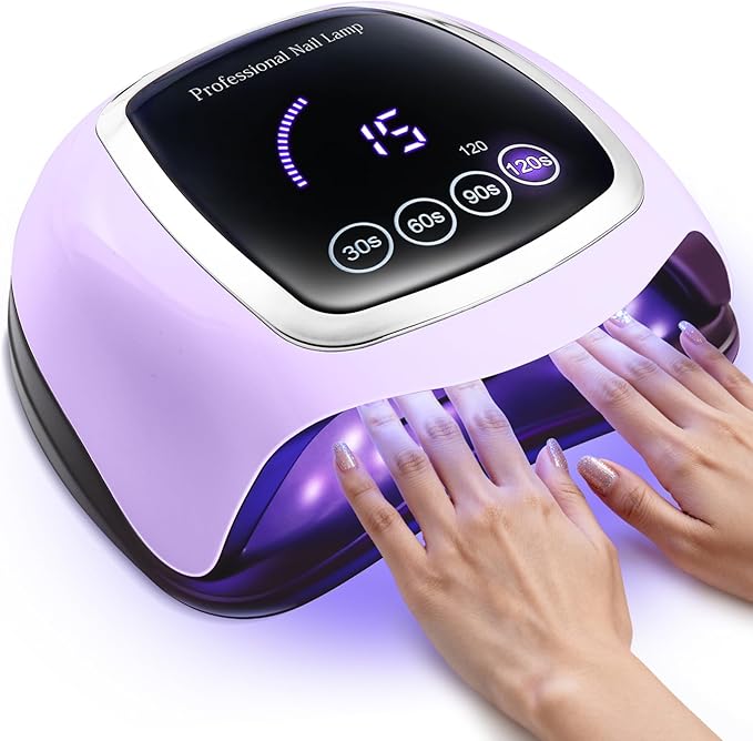 Gugusure UV LED Nail Lamp, Upgrade 180W Nail Dryer for Gel Polish with LCD Display, Auto Sensor and 4 Timer Settings, Professional Curing Lamp Light with 42 Beads for Salon and Home